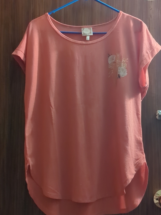 Rue21 Tops - Rue21 Coral Short Sleeve Tunic with Floral Cross Embroidery.